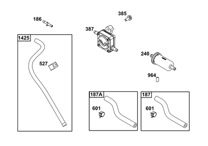 Fuel Supply Group Diagram and Parts List for 543477-0017-J1 400000 - 699999 Briggs and Stratton Engine